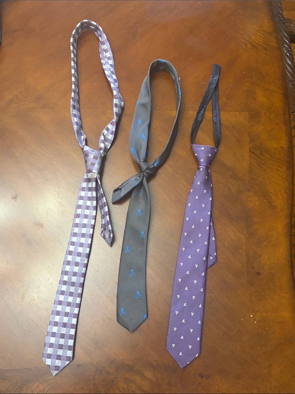Kids' Purple Patterned Regular & Clip-On Ties - Set of Three
